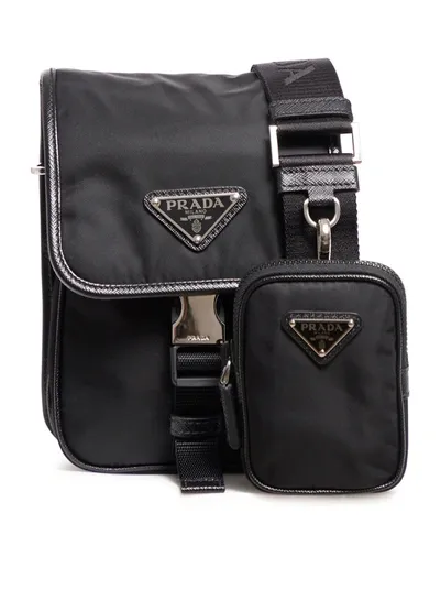 Prada Shoulder Strap With Re-nylon Pouch In Black