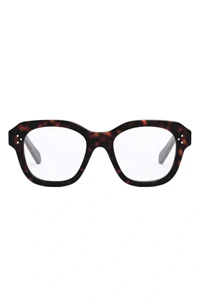 Celine Bold 3 Dots 50mm Butterfly Optical Glasses In Dark Havana