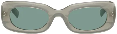 Mcq By Alexander Mcqueen Green Oval Sunglasses In Green-green-green