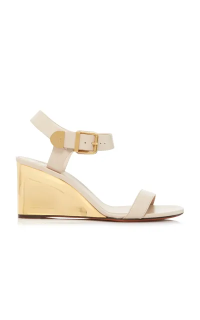 Chloé Rebecca Leather Wedge Sandals In Neutral