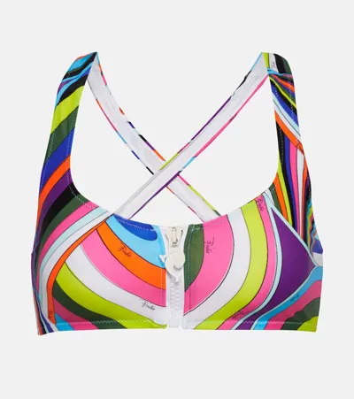 Pucci Printed Bikini Top In Multicoloured