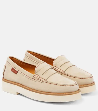 Tod's Leather Loafers In Beige