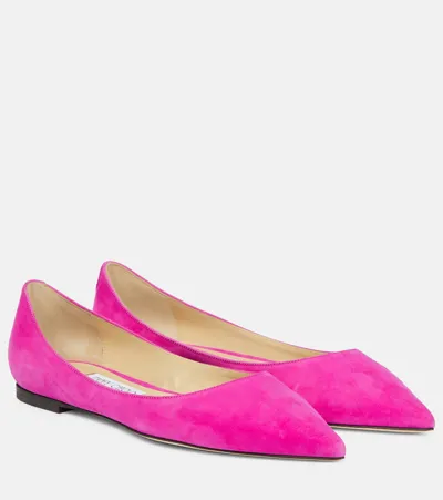 Jimmy Choo Love Leather Ballet Flats In Pink