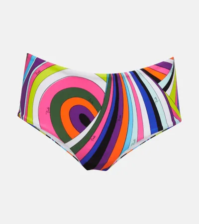 Pucci Printed Mid-rise Bikini Bottoms In Multicoloured