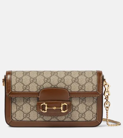 Gucci Horsebit 1955 Gg Clutch In Beige