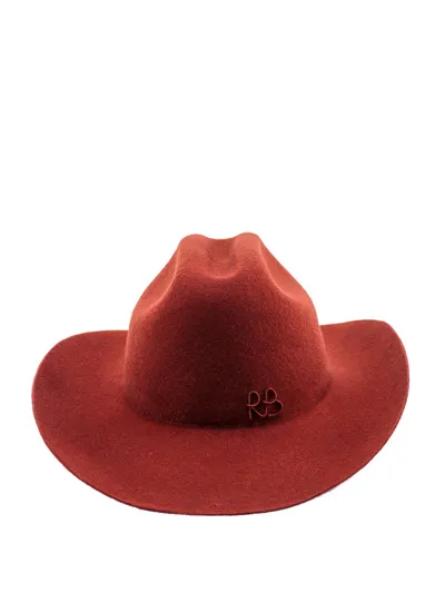 Ruslan Baginskiy Logo Embroidered Fedora Hat In Brown