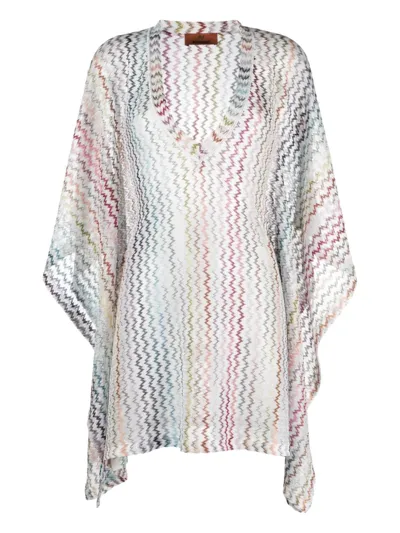 Missoni Zigzag-print V-neck Beach Cover-up In Multi W,white Base