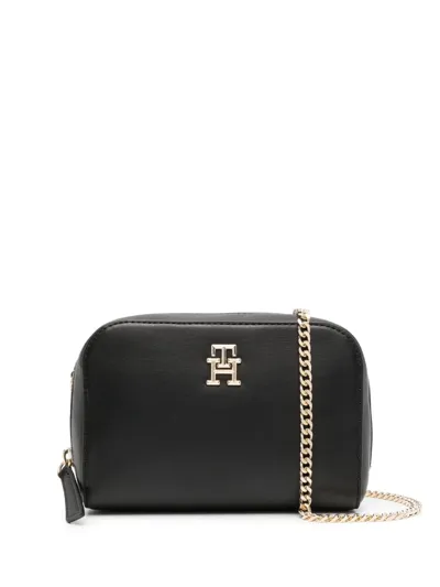 Tommy Hilfiger Feminine Logo-plaque Crossbody Bag In Black