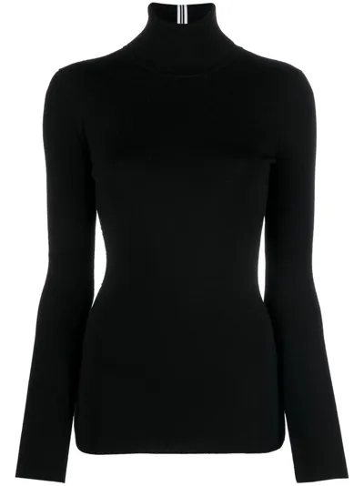 Victoria Beckham Logo-embroidered High-neck Knit In Black  