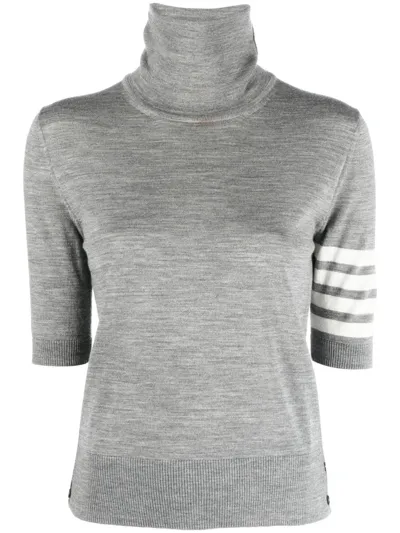 Thom Browne Turtleneck Short-sleeve Jumper In Grey