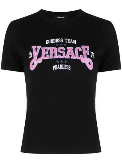 Versace Logo-print T-shirt In Schwarz