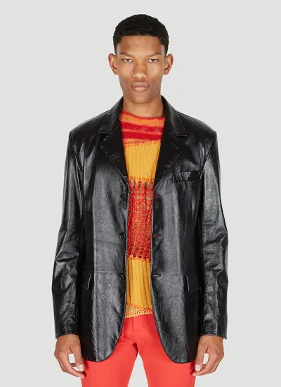 Marni Single-breasted Leather Blazer In Black