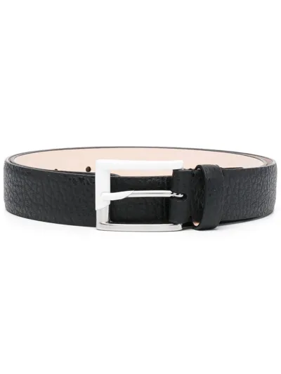 Maison Margiela Textured Buckled Belt In Black