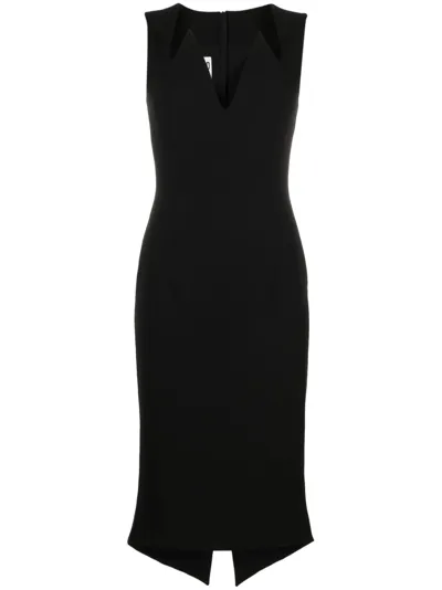 Moschino V-neck Midi Dress In Black