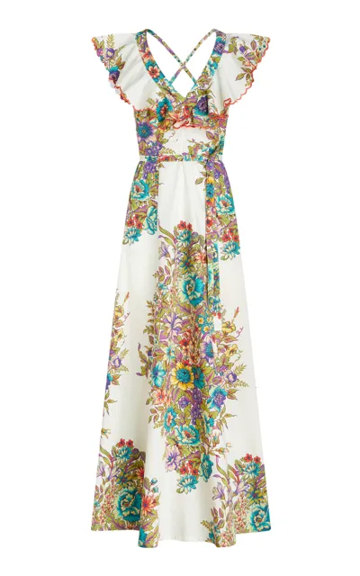 Etro Ruffled Floral-cotton Maxi Dress In White