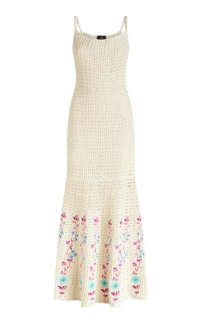 Etro Open Weave Maxi Dress In Ivory