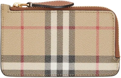 Burberry Beige Check Zip Wallet In Archive Beige