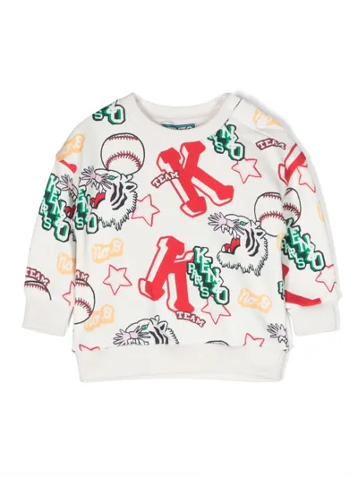 Kenzo Babies' Graphic-print Cotton Sweatshirt In White