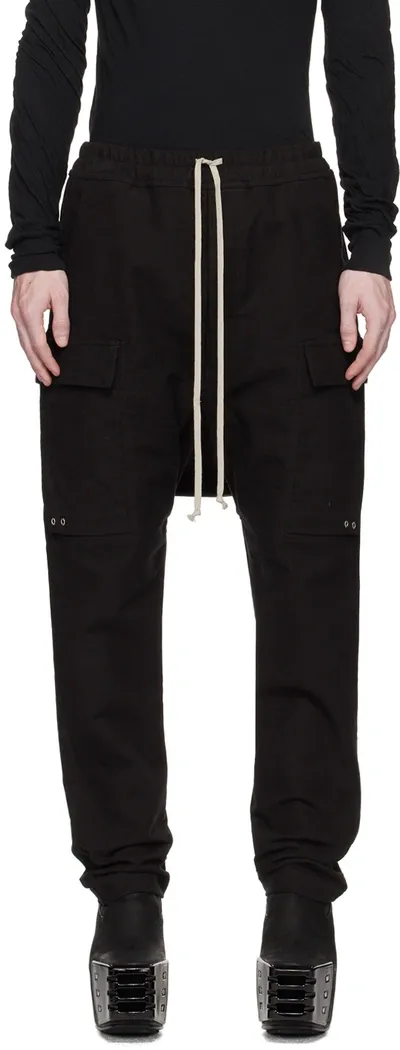 Rick Owens Black Drawstring Cargo Pants In 09 Black