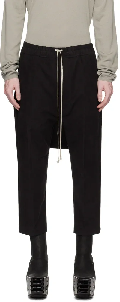 Rick Owens Black Drawstring Trousers In Schwarz