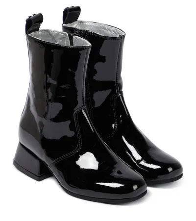 Monnalisa Kids' Patent Leather Boots In Black