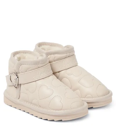 Monnalisa Kids' Quilted Faux Leather Boots In Beige