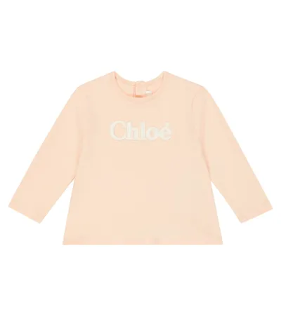 Chloé Baby Logo Cotton-jersey T-shirt In Pink  Washed Pink