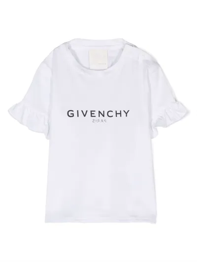 Givenchy Babies' Logo-print Ruffled Cotton T-shirt In White