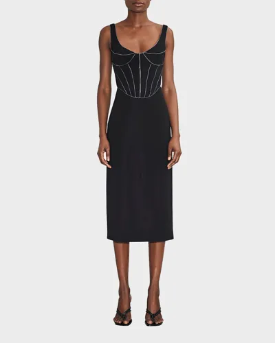 Et Ochs Valerie Corset Midi Dress In Black