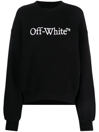 Off-white Bookish Logo-print Cotton Sweatshirt In Black