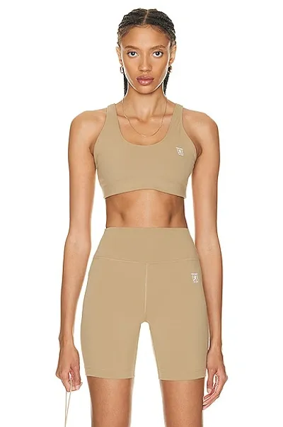 Sporty And Rich Brown Runner Sport Bra In Espresso & White