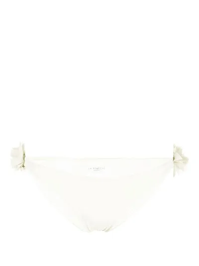 La Reveche Shayna Floral-appliqué Bikini Bottoms In White