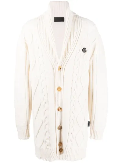 Philipp Plein Cardigan Im Distressed-look In White