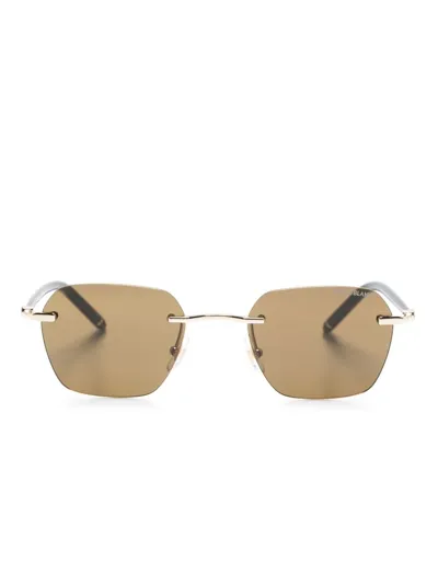 Montblanc Logo-plaque Square-frame Sunglasses In Brown