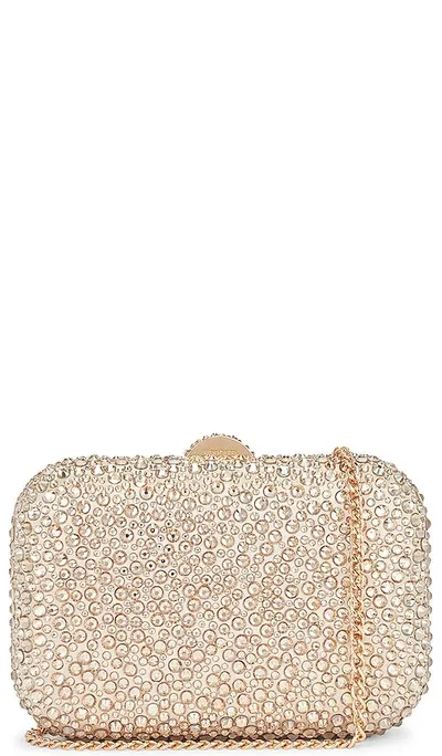 Olga Berg Casey Hot Fix Encrusted Clutch In Champagne