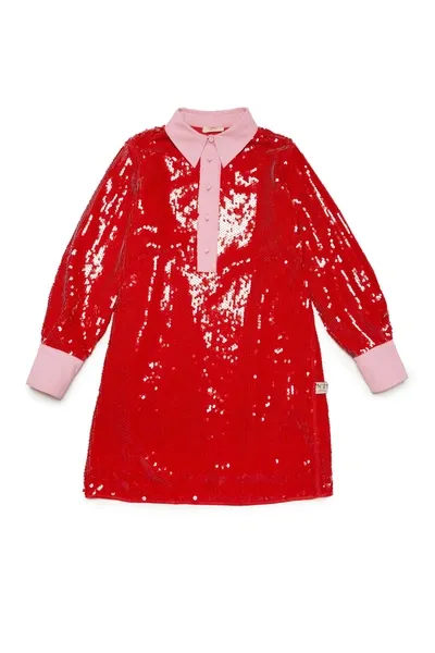 N°21 Kids' Sequin-embellished Shirt Dress In Red