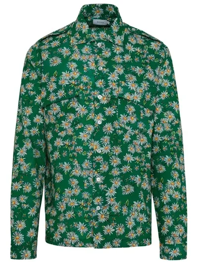 Rhude Daisy-print Long-sleeved Shirt In Green