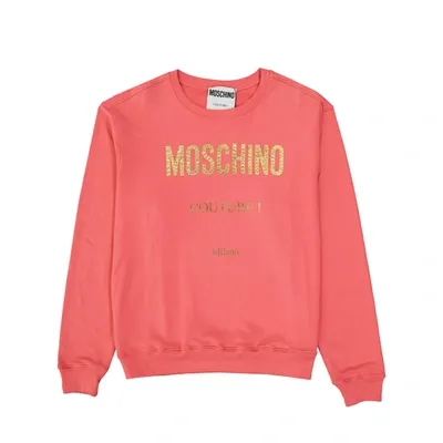 Moschino Couture Cotton Logo Sweatshirt In Pink