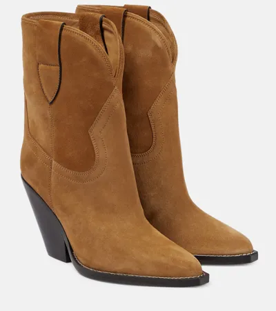 Isabel Marant Leyane Suede Cowboy Boots In Beige