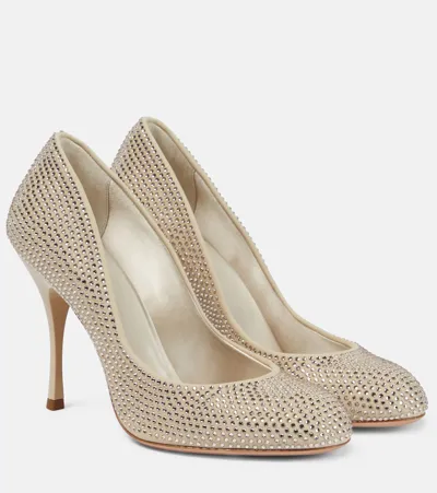 Max Mara Marylin Crystal-embellished Pumps In Beige