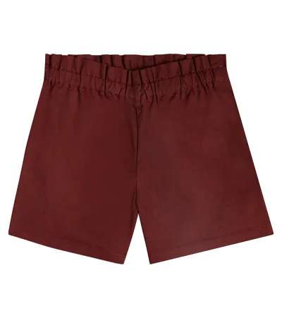 Bonpoint Kids' Milly Cotton-blend Twill Shorts In Bordeaux