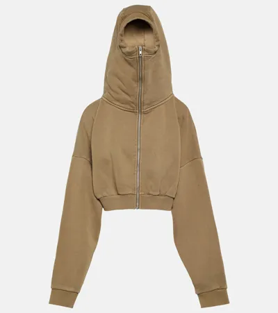 Entire Studios Khaki Cropped Hoodie In Brandy