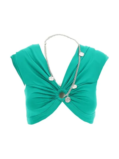 Rabanne Paco  Necklace Off Shoulder Top In Green