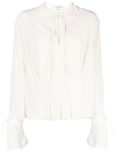 Victoria Beckham Tie-neck Silk Crepe De Chine Blouse In White