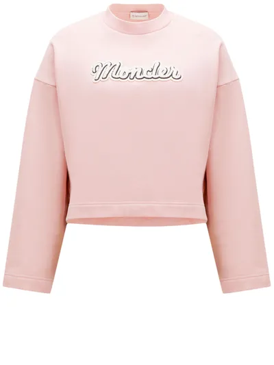 Moncler Cotton Sweatshirt With Logo In Pink