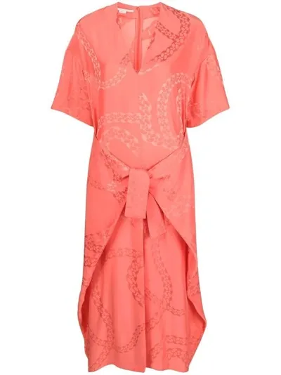 Stella Mccartney V-neck Tied-waist Dress In Pink