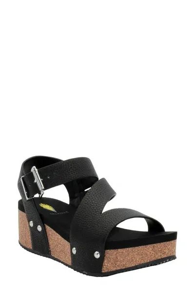 Volatile Biloxi Platform Wedge Sandal In Black