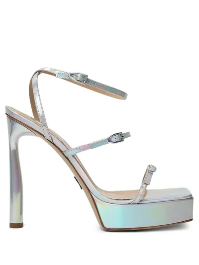 Paul Andrew Patent Leather Buckle-trio Platform Sandals In Multicolor