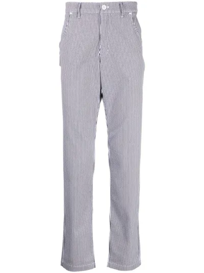 Pearly Gates Logo-embroidered Striped Trousers In White