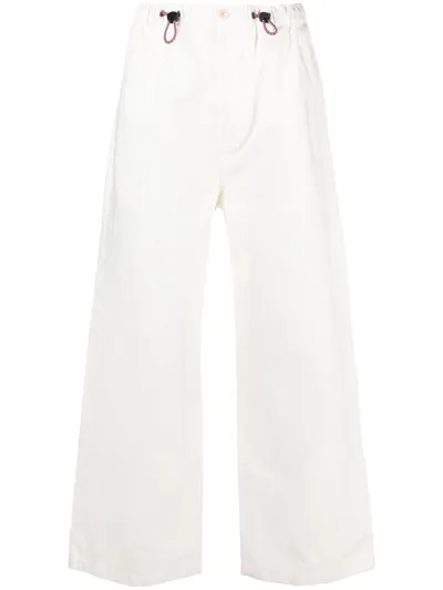 Gucci Embroidered-logo Twill Trousers In White